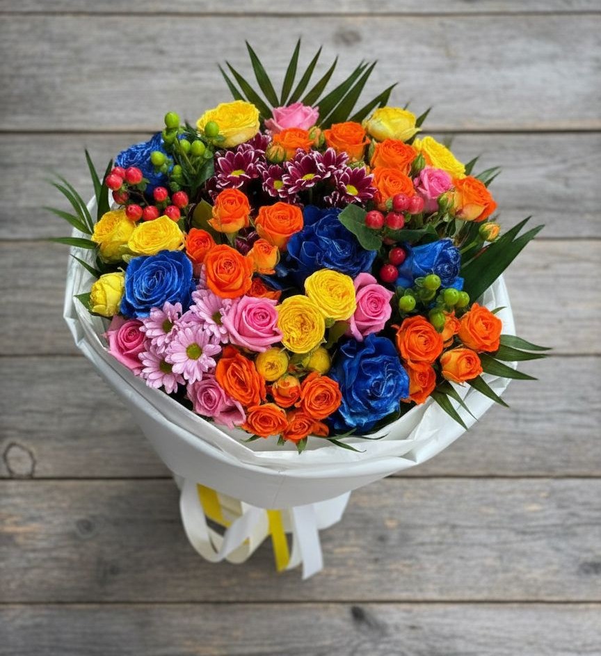 Букет цветов из: Розы и Хризантемы в Песчаном