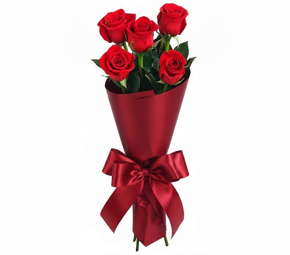 Букет 5 Красных роз Эдлесс Лав в Песчаном