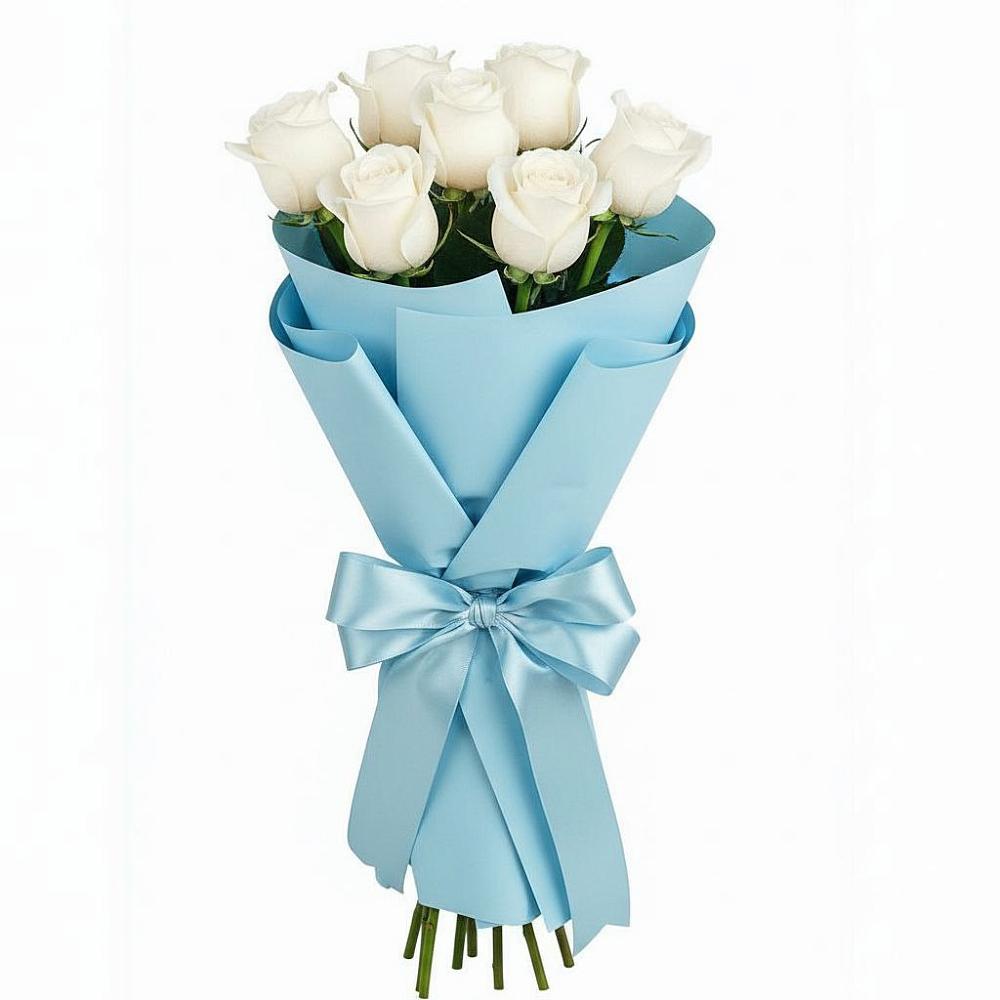 Букет 7 белых роз Проуд в Песчаном