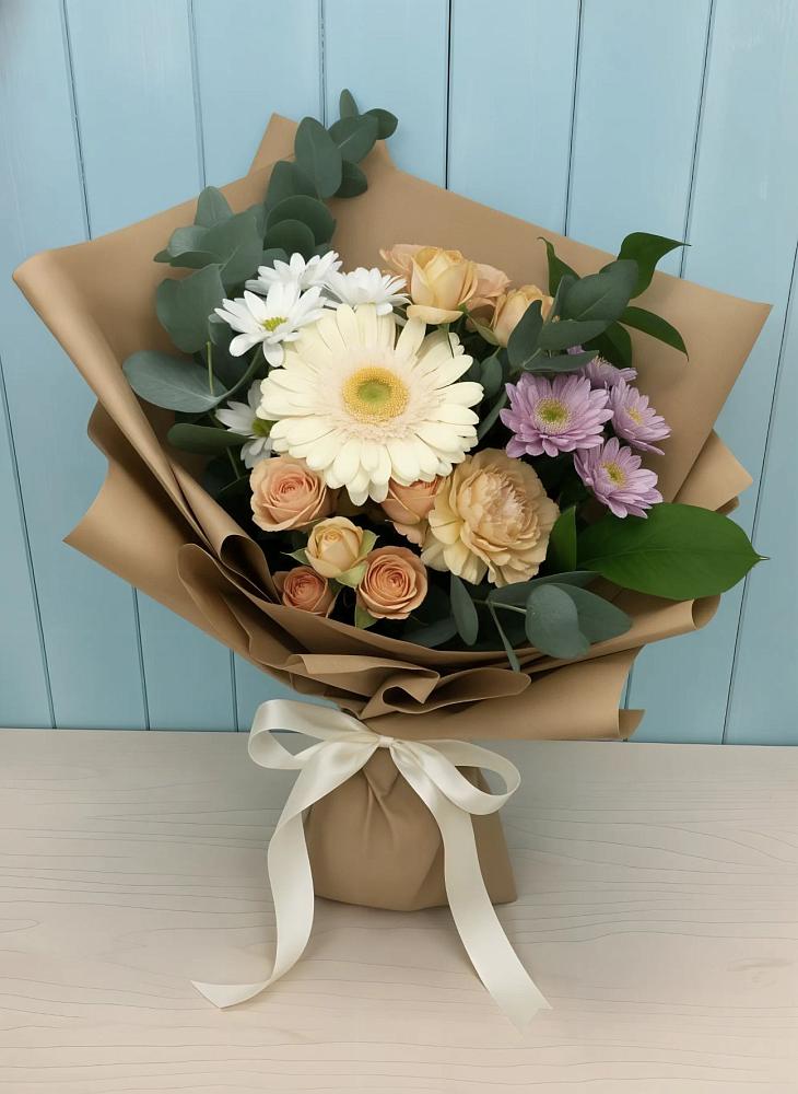 Букет цветов из: Герберы и Хризантемы в Песчаном