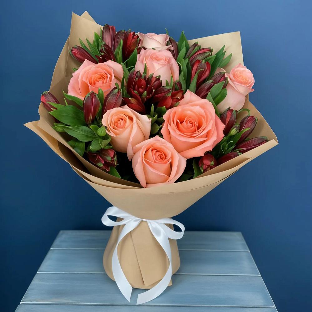 Букет цветов из: Розы и Альстромерии в Песчаном