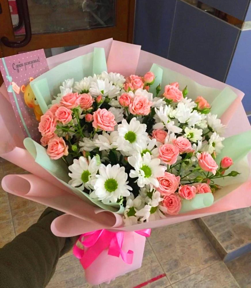 Букет цветов из: Розы и Хризантемы в Песчаном