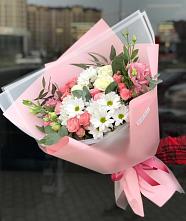 Букет цветов из:  Розы, Лизиантусы и Хризантемы в Песчаном