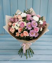 Букет цветов из:  Хризантемы, Розы и Альстромерии в Песчаном