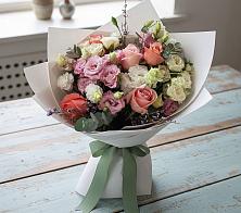 Букет цветов из:  Розы, Лизиантусы и Гвоздики в Песчаном