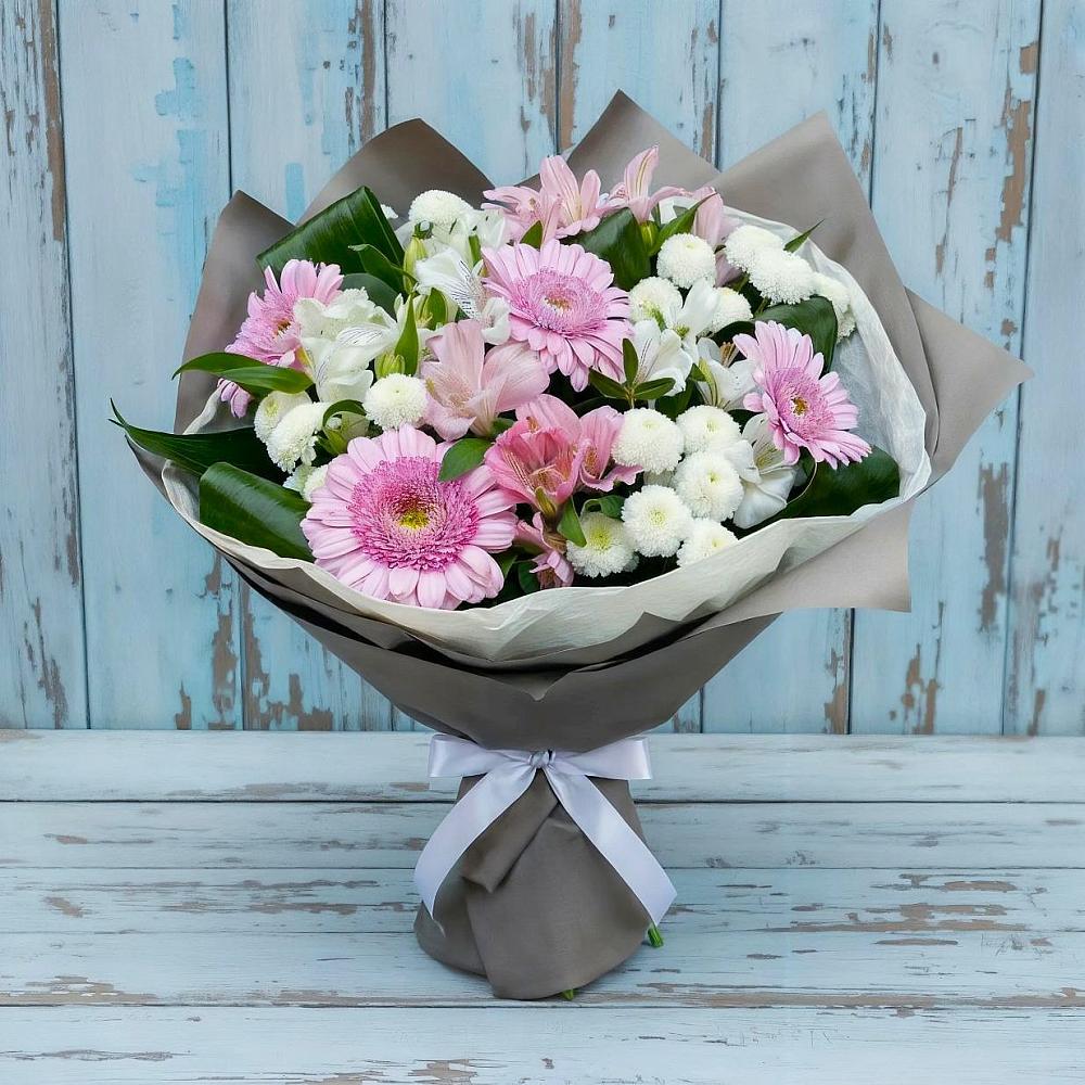 Букет цветов из: Герберы, Альстромерии и Хризантемы в Песчаном
