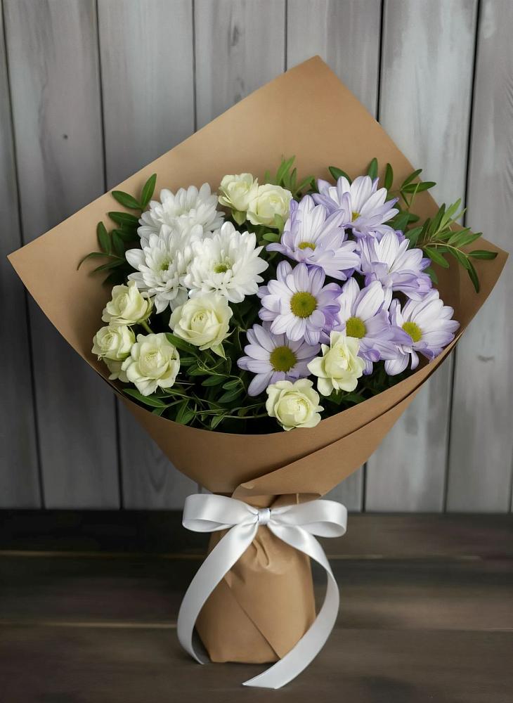 Букет цветов из: Хризантемы и Розы в Песчаном