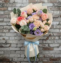 Букет цветов из:  Розы, Лизиантусы и Гвоздики в Песчаном