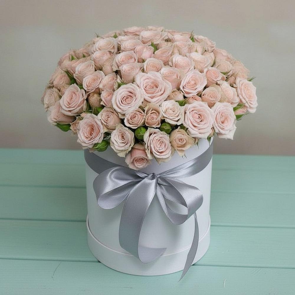 Цветочная композиция из Розы в шляпной коробке в Песчаном